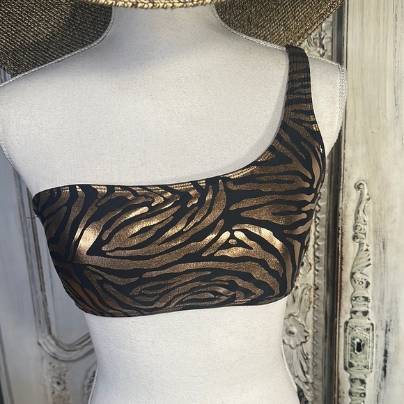 Forever 21 Black and Bronze  Zebra Print Two Piece Bikini Set - Picture 5 of 12